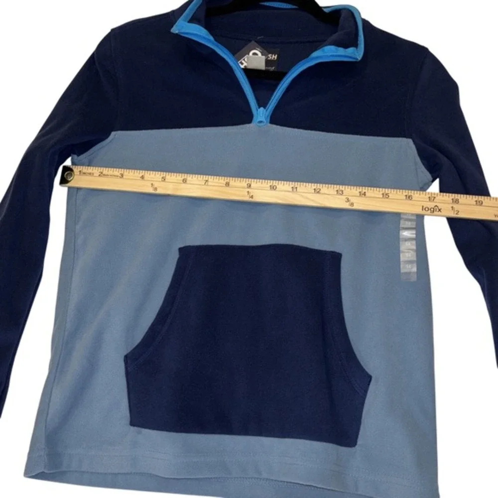 OshKosh Boys Blue‎ Colorblock Fleece Quarter Zip Pullover Sweater Size 14 NWT